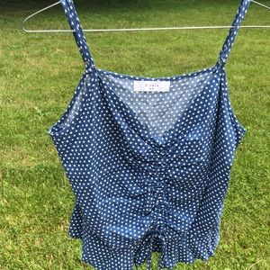 ❂ Polka-Dot Flounce Rouched Top